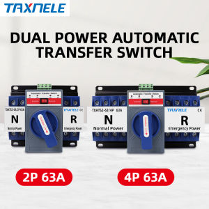 TAXNELE ATS 2P 4P 63A 230V Micro Circuit Breaker Dual Power Automatic Transfer Switch Auto Transfer Switch