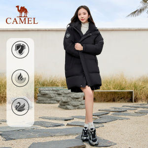 Cameljeans Sports Down Jacket Mens and Womens Mid-length Winter Windproof Waterproof Hooded Warm Jacket