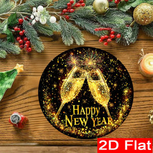VIKAMA 4/6/8/10pcs New Year Themed Circular Placemats Light Luxury Kitchen Restaurant Party Dining Table Holiday Decoration