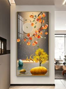 Modern Simplified Chinese Decorative Painting Good Luck Symbol Vertical Corridor Passage Wall Art Entrance Decor