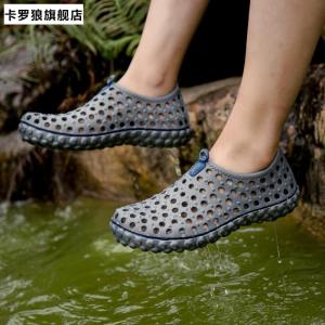 Mens Sandals Quick-Dry Plastic Sports Trekking Shoes Hollow Anti-Slip Beach Summer Outdoor Water Shoes Breathable Comfortable