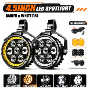 HL White Amber Dual Color Motorcycle LED Auxiliary Projector Light Strobe Fog Lamp Kit for BMW R1250GS KTM 390 790 off-road use