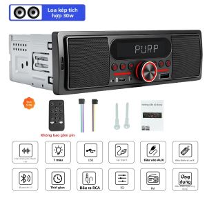 Đầu CD Xe Hơi Đa Năng 1DIN Tích Hợp Loa 30W FM Bluetooth EQ Điều Khiển Từ Xa AUX USB Đầu Phát Đa Phương Tiện Với Định Vị Qua Ứng Dụng