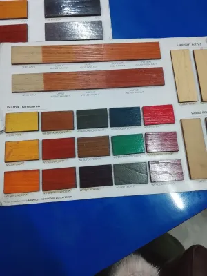 Meja Bar Kayu Putih dengan Rak dan Dua Kursi Bar Kayu Coklat di Ruang Tamu Modern.