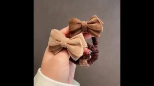 Dây Buộc Tóc Hình Nơ Dây Buộc Tóc Trái Tim Phong Cách Hàn Quốc Dành Cho Nữ Màu Nâu Trà Sữa Hàng Handmade