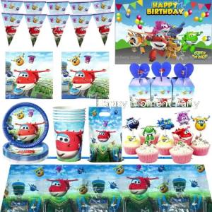 Hasbro | Super Wings Birthday Party Decoration Tablecloth Cup Plate Napkin Gift Bag Pennant Flag Baby Shower Kids Party Favors Supplies