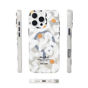 Sanptoch For Magsafe Artistic Color Graffiti Phone Case For iPhone 17 16 15 14 13 Pro Max Soft TPU Frame + Hard PC Cover For iPhone 17 Pro Max 17Air Cartoon Matte Transparent Protection Casing