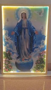 Tranh Công Giáo " Đức Mẹ Ban Ơn " Đính Đá Pha Lê Đèn LED  Hiện Đạii Cao cấo Tranh Treo Tường...