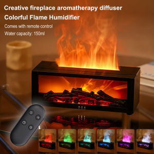 Flame Essential Oil Diffuser 3D Flame Fireplace Aromatherapy Machine Colorful Humidifier with Remote Control Fireplace Flame