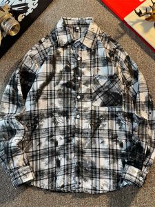 American Retro Black Pink Plaid Shirt Coat Boys Hip Hop BF Trendy Handsome Students Easiest for Match Long Sleeves Underwear