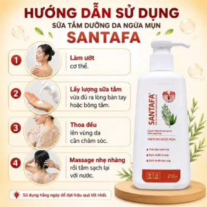 Sữa Tắm Dưỡng Da Ngừa Mụn Santafa Chai210ml Làm Sạch Da Hỗ Trợ Chăm Sóc Mụn Cơ Thể
