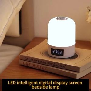 Đèn Ngủ LED Sạc USB Tích Hợp Đồng Hồ 3 Màu Có Thể Điều Chỉnh Độ Sáng Thân Thiện Với Mắt Đèn Ngủ Mềm Mại Với Điều Khiển Từ Xa Hình Tròn