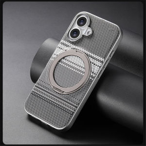 Carbon Fiber 360 Rotating Magnetic Holder Phone Case for Magsafe IPhone Air 17 16 15 14 13 12 Pro Max Plus Mac Safe Stand Cover