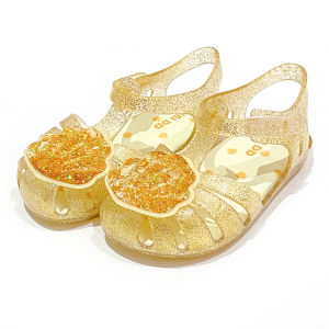 Children Fancy Plastic Shoes for Outdoor Summer Girl Fancy Shell Shiny Gladiator Jelly Shoes Kids Cheap Jelly Sandals