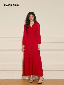 French Style Luxurious Elegant Red Evening Dress