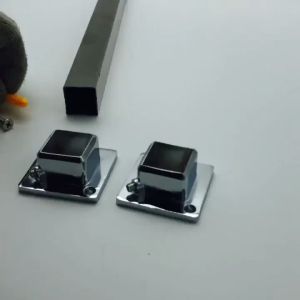 SUS304 Square Flange With Neck 2" x 2" Inner Dia For Stairs Tubular Hairline Railings