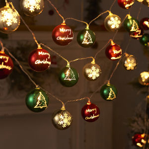 2M 10LED Christmas Lights Decorations Set Sale Xmas Ornament Lantern Christmas Balls With lights Hanging Tree big balls Fairy Lights With Battery Bulb String Light Wreath Design Home Decor Flash String Lamp New Year Decorations