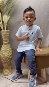 Baju Koko Kemko Kurta Anak Kameh Lengan Pendek Putih