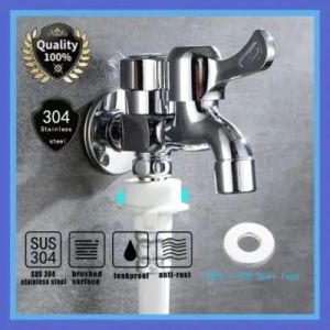 SUS304 Kran Cabang Keran Shower Faucet Tembok Premium