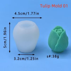 Tulip Mould 3D Rose Candle Molds Silicone Flower Shaped Moulds for Candle Making DIY Resin Crafts Fondant Cake Deco
