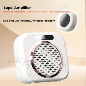 เครื่องขยายเสียงแบบไร้สายมีไมโครโฟน Lavalierเครื่องขยายเสียงแบบพกพาไมโครโฟนพร้อมลำโพงเมกะโฟน Mini พร้อมคลิปเปิด/ไมโครโฟนสำหรับผู้สอนไมโครโฟนติดปกเสื้อสำหรับการพูดในห้องเรียน