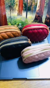 Korean style coin purse high quality double zipper with key chin ring faux leather small wallet for daily use cod