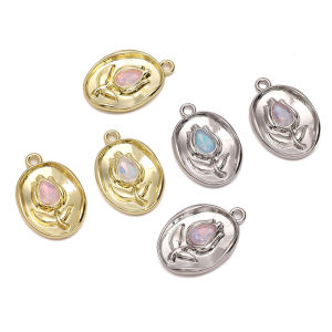 1Pcs 14x21mm Alloy Charms Glass Tulip Pendants 1mm Hole for Jewelry Making Necklaces Bracelet Earring DIY Handmade Accessories