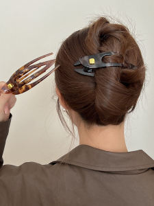 Large Size Hair Claw Womens One-Row Tail Hair Clip 2024 New Lazy Style High-End Feeling Hair Clip Back of Head Bun Duckbill Clip