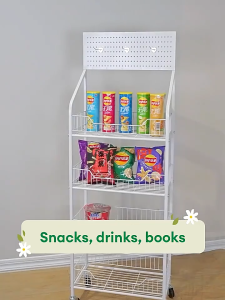 3-5 Tier Supermarket Shelves With Wheels Snack Shelf Grocery Rack Display Rack for Store Kitchen LivingRoom Toy Display Stand Beverage Shelf Kitchen Organizer Storage Rack