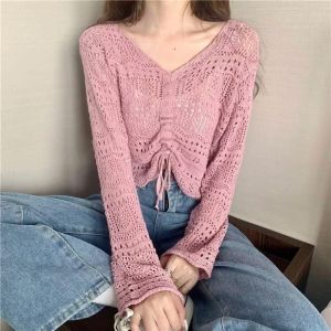 Mona top Blouse korea Wanita Drawstring knitwear