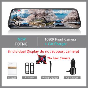 10-inch for Car Touch Screen Video Recorder Rearview mirror Dash Cam Front and Rear Camera Mirror DVR （Rear camera optional）