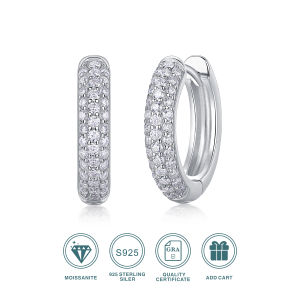 JIUZUAN D color moissanite stud earrings 925 silver 18K gold plated hoop earrings womens wedding party jewelry with gift box
