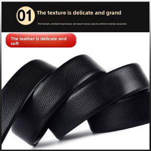 Pierced Leather Belt with Smooth Buckle