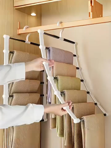 【Malaysia available】7-layer multi-functional pants rack - pants hanger floor-standing pants hanger pants folding pants bed sheets towels ties - stainless steel multi-layer storage pants holder多功能收纳裤架