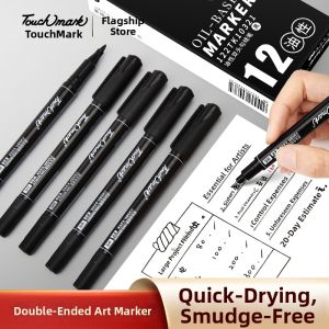 Touch mark | Waterproof and Oil-resistant Non-fading Black Double-tip Marker Pen