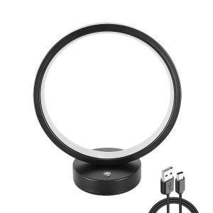 LED Simple Circular Ring Table Lamp Bedroom Bedside Living Room Restaurant Hotel Decorative Lamp Dimmable Round Night Light