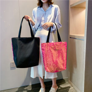 Fashionable Glitter Large Capacity Shoulder Bag 2025 New Shiny Trendy Tote Handbag Simple Match Soft Leather Casual Purse