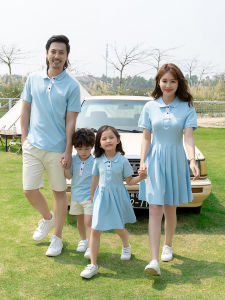 Casual Summer Family Matching Clothes Set for Four People Cotton Material Kids And Parents T-Shirts Spring Trendy Three-Quarter Sleeve