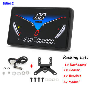 RYSJM | 199km/h Motorcycle 12V Universal Digital Speedometer LCD RPM Oil Gauge Water Temp Gear LED Indicator with Sensor Bracket X