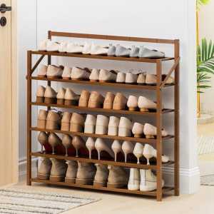 <Premium Bamboo>  Installation Free Foldable Bamboo Shoe Rack Storage Shelves Organization