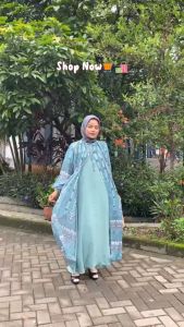 Gamis Lebaran Idul Fitri 2024 Aliya Dres Crinkle Airflow Mix Ceruty Dress Kondangan Wanita Elegan