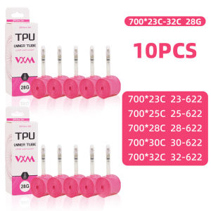 VXM 10 Chiếc Siêu Nhẹ 28G TPU Ống Bên Trong Cho 700X18 25 28 32 Đường Xe Đạp Pháp Van Xe Đạp Bộ Dụng Cụ Sửa Lốp Xe 45mm/65mm/85mm Chiều Dài