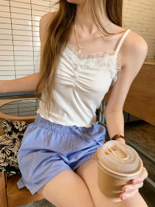 Sweet Pure Desire Style Lace V-neck Strap Vest Womens Slimming Base Shirt Small Size Hides Underarm Fatigue Top