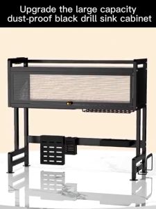 CES Dish Cabinet Rack Over-The-Sink Drainer With Cover Plate Drying Storage Kitchen Organizer