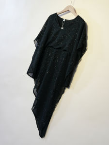 เสื้อเชิ้ตผ้าชีฟองสีดำ ทรงหลวม ไซส์ใหญ่ แฟชั่น ปกปิดเนื้อ ทรงสลิม คอกลม แขนสั้น สำหรับผู้หญิง ฤดูร้อน 2025