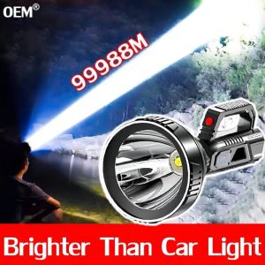 Torch Light Powerful Portable Searchlight Big Beam Long-Range Flashlight USB Chargeable Waterproof Torch Lantern Outdoor Patrol Flashlight lampu suluh paling terang dan jauh 850000