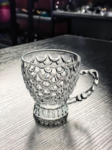 Crystal Glass Cup Fish Tail Coffee Drinking Guest Water Cup with Handle High Aesthetic Value European Style Explosive Proof round Shape