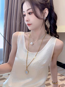 chaqi | เสื้อกั๊กผ้าซาตินสีขาวสไตล์ฝรั่งเศสสำหรับผู้หญิงในช่วงฤดูร้อน เสื้อแขนกุดเข้ารูป เสื้อชั้นในสุดเทรนด์