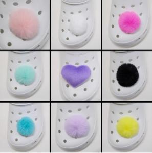 1Piece   Color Pure color  POM POM  Plush shoes charm jibbitzz for crocs  shoe buckle used to decorate girls shoe