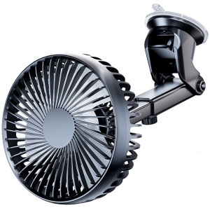 【HCS】12V/24V Car Cooling Fan USB Suction Cup Windshield Desk Fan 360 Degree Adjustable Auto Cooler 3 Speeds Mini Car Fan